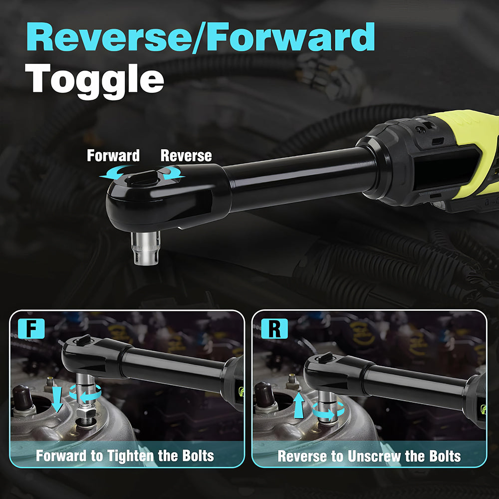 18V Cordless 3 8 Inch Ratchet Wrench 74 Ft Lbs 2 Batteries Extended