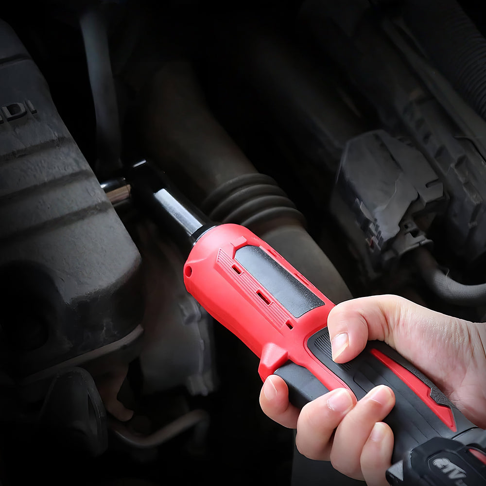 12V 3/8" Cordless Electric Ratchet Wrench Set with 2 Batteries & LED Light