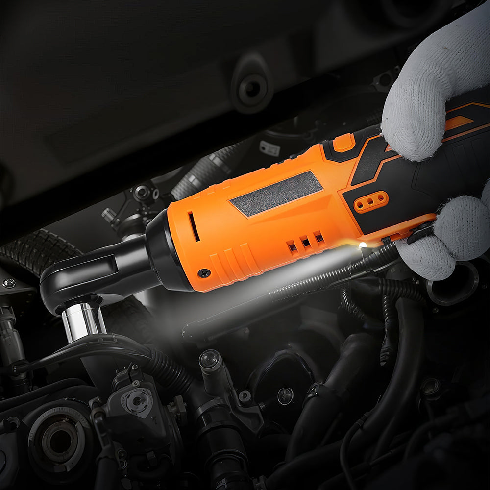 12V Cordless 3/8" Electric Ratchet Wrench Set with 2 Batteries & Fast Charge