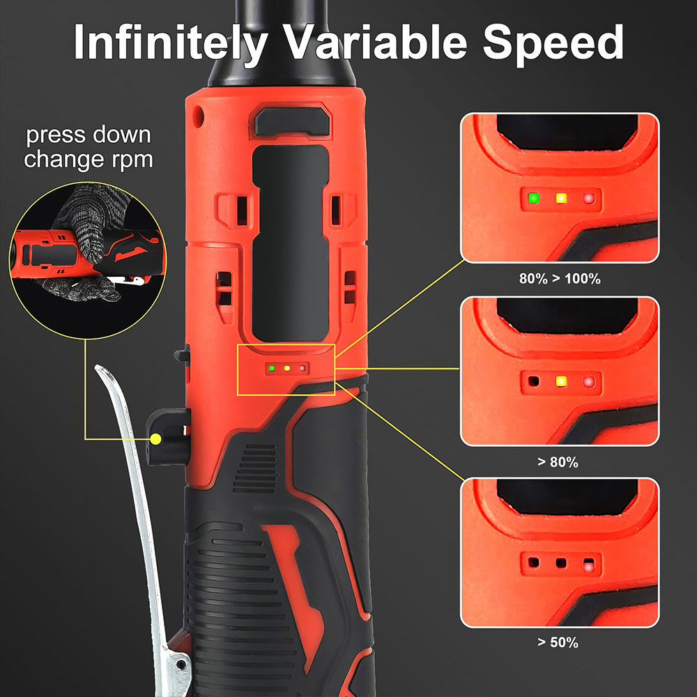 12V Cordless Electric Ratchet Wrench Set 45 FtLbs 2 Batteries 3 8Inch