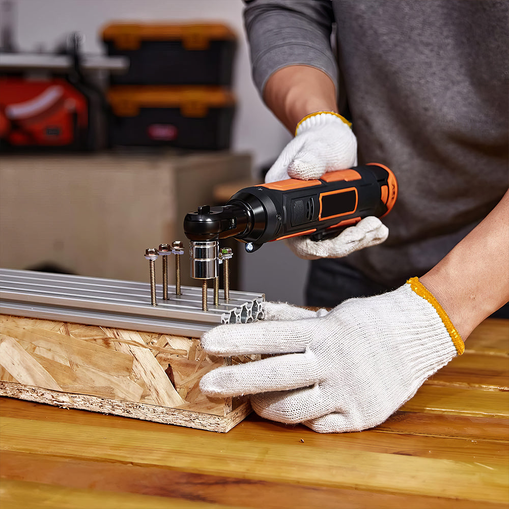 12V Cordless Electric Ratchet Wrench Kit 33 Ft lbs with 2 Batteries 3 8 Inch LED Socket Set Fast Charger 9 Sockets