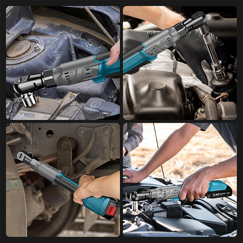 21V Cordless Electric Ratchet Wrench Kit Half Inch Brushless Batteries