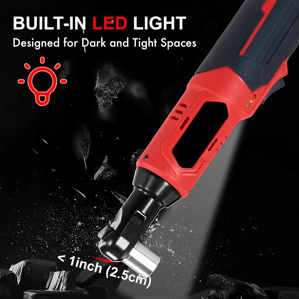 12V Cordless Electric Ratchet Wrench 3 8 Set 2 Batteries LED Light