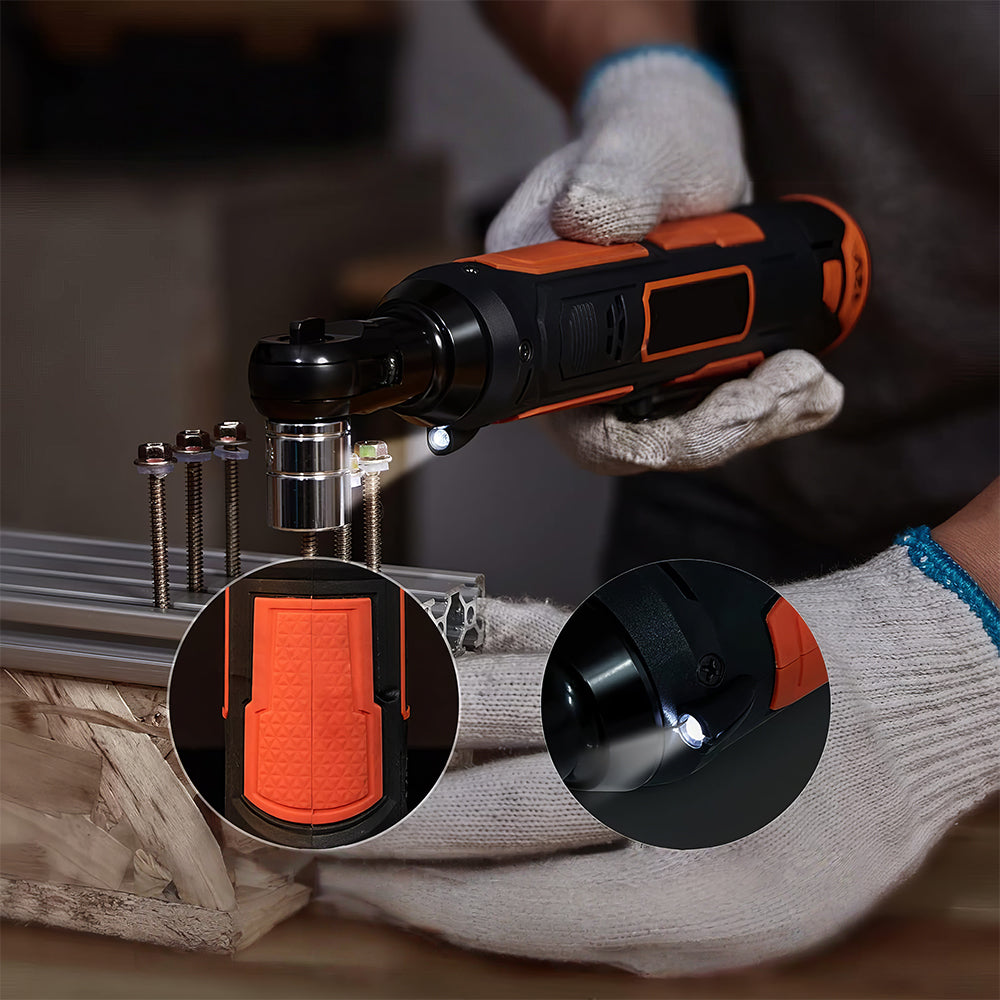12V Cordless Electric Ratchet Wrench Kit 33 Ft lbs with 2 Batteries 3 8 Inch LED Socket Set Fast Charger 9 Sockets