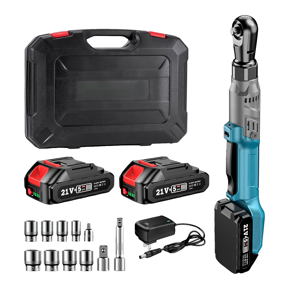 21V Cordless 3/8" Ratchet Wrench Set, 66Ft-Lbs, 200RPM, 2×2.0Ah Batteries