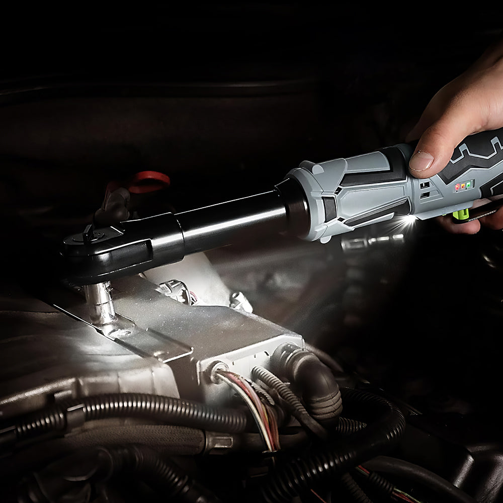 12V Cordless 3/8" Ratchet Wrench Kit, 40 Ft-Lbs with 10 Sockets