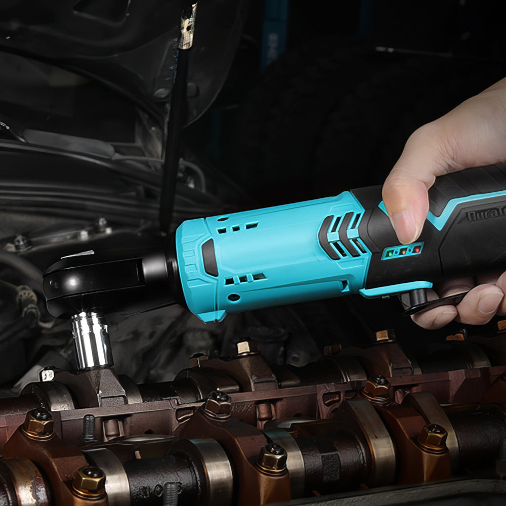 12V Long Neck 3/8" Cordless Ratchet Wrench, 44 Ft-Lbs, 2 Batteries & Charger