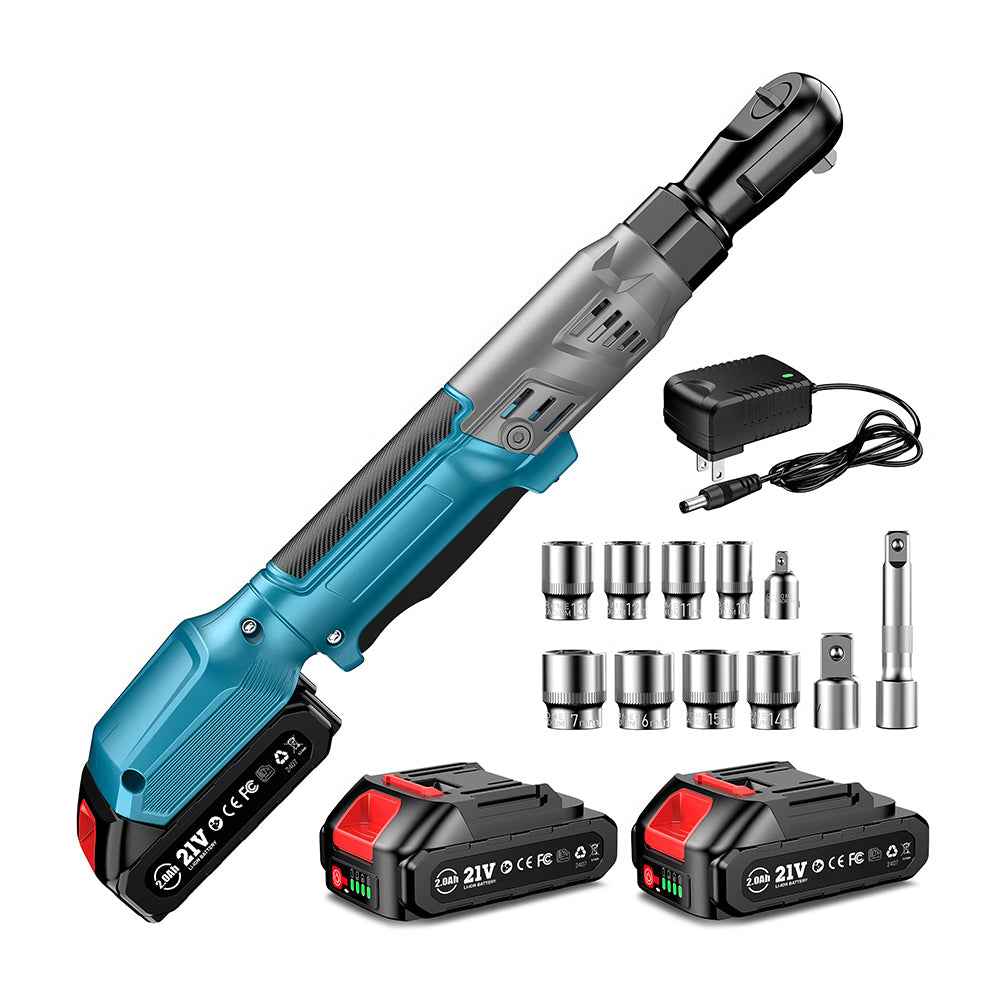 21V Cordless 3/8" Ratchet Wrench Set, 66Ft-Lbs, 200RPM, 2×2.0Ah Batteries
