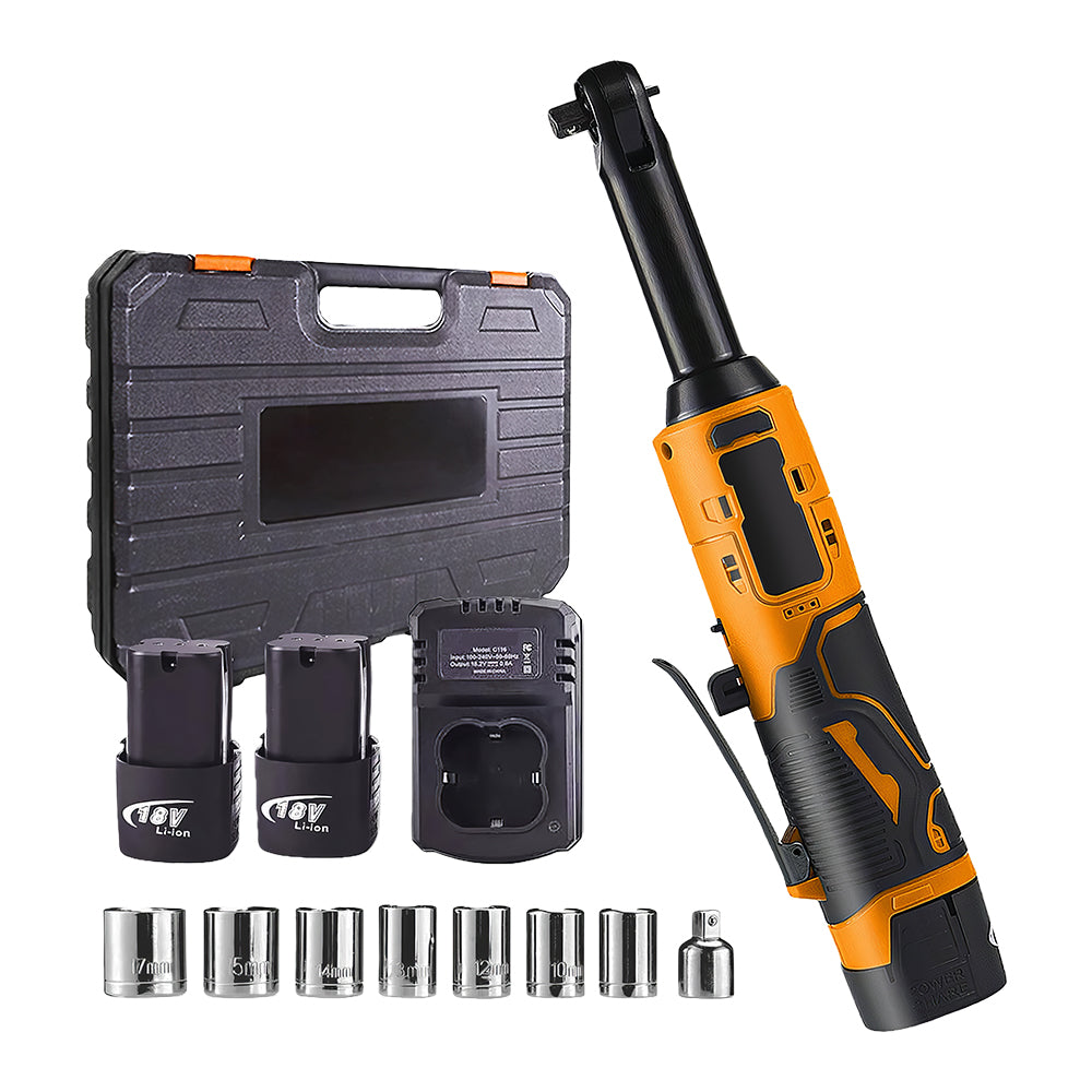 12V 3/8" Cordless Electric Ratchet Wrench Set, 45 Ft-Lbs with 2 Batteries