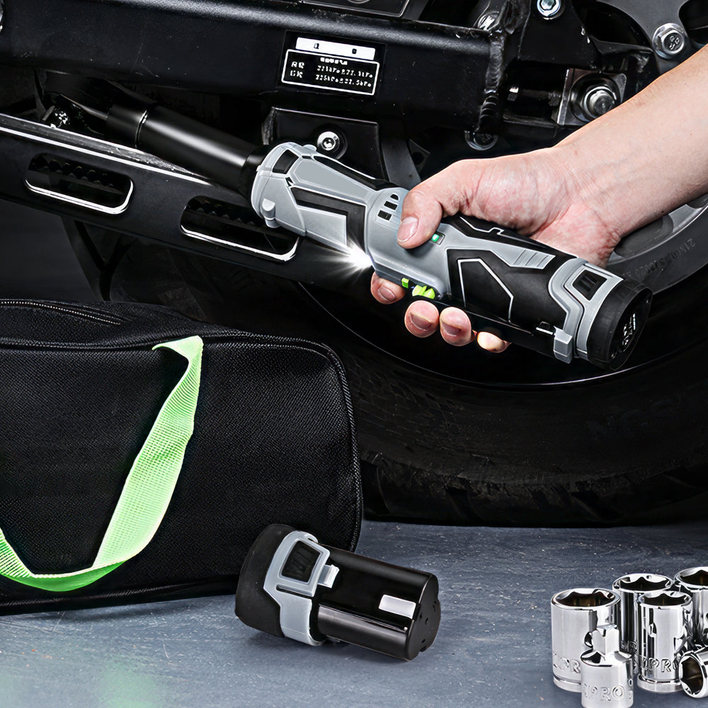 12V Cordless Power Ratchet Wrench Kit with 10 Piece Socket Set