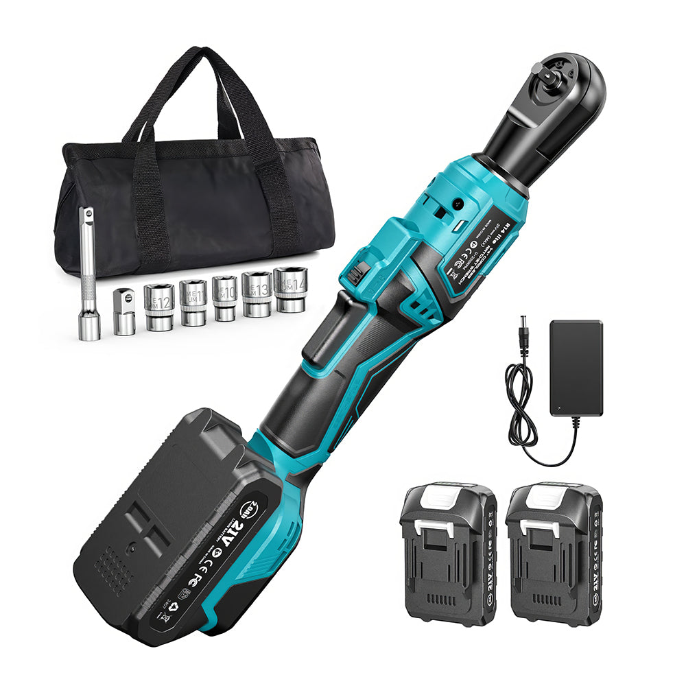 21V Cordless 3/8" Ratchet Wrench Set, 66Ft-Lbs, 200RPM, 2×2.0Ah Batteries