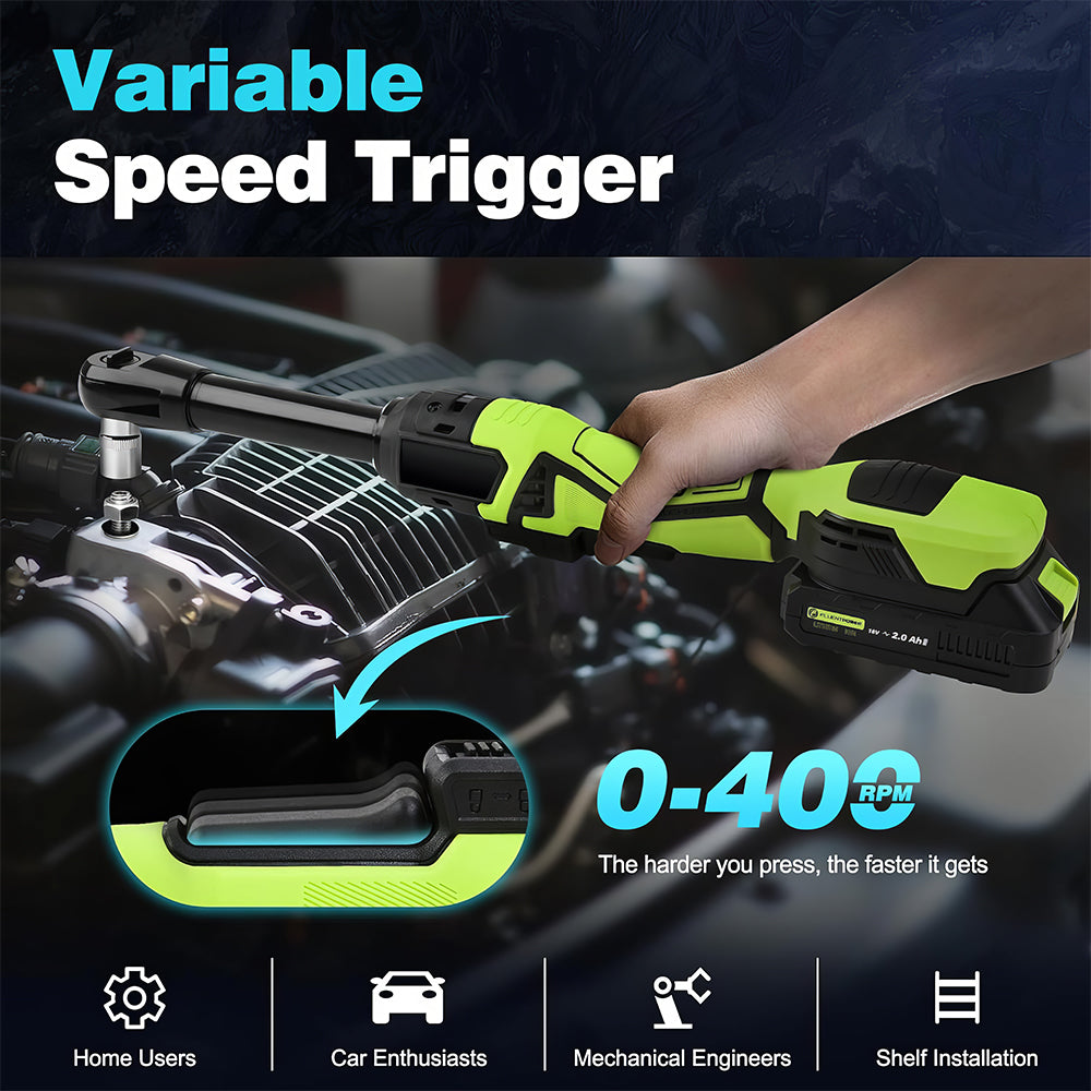 18V Cordless 3 8 Inch Ratchet Wrench 74 Ft Lbs 2 Batteries Extended