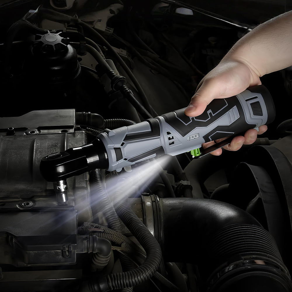 12V Cordless 3/8" Ratchet Wrench Kit, 40 Ft-Lbs with 10 Sockets