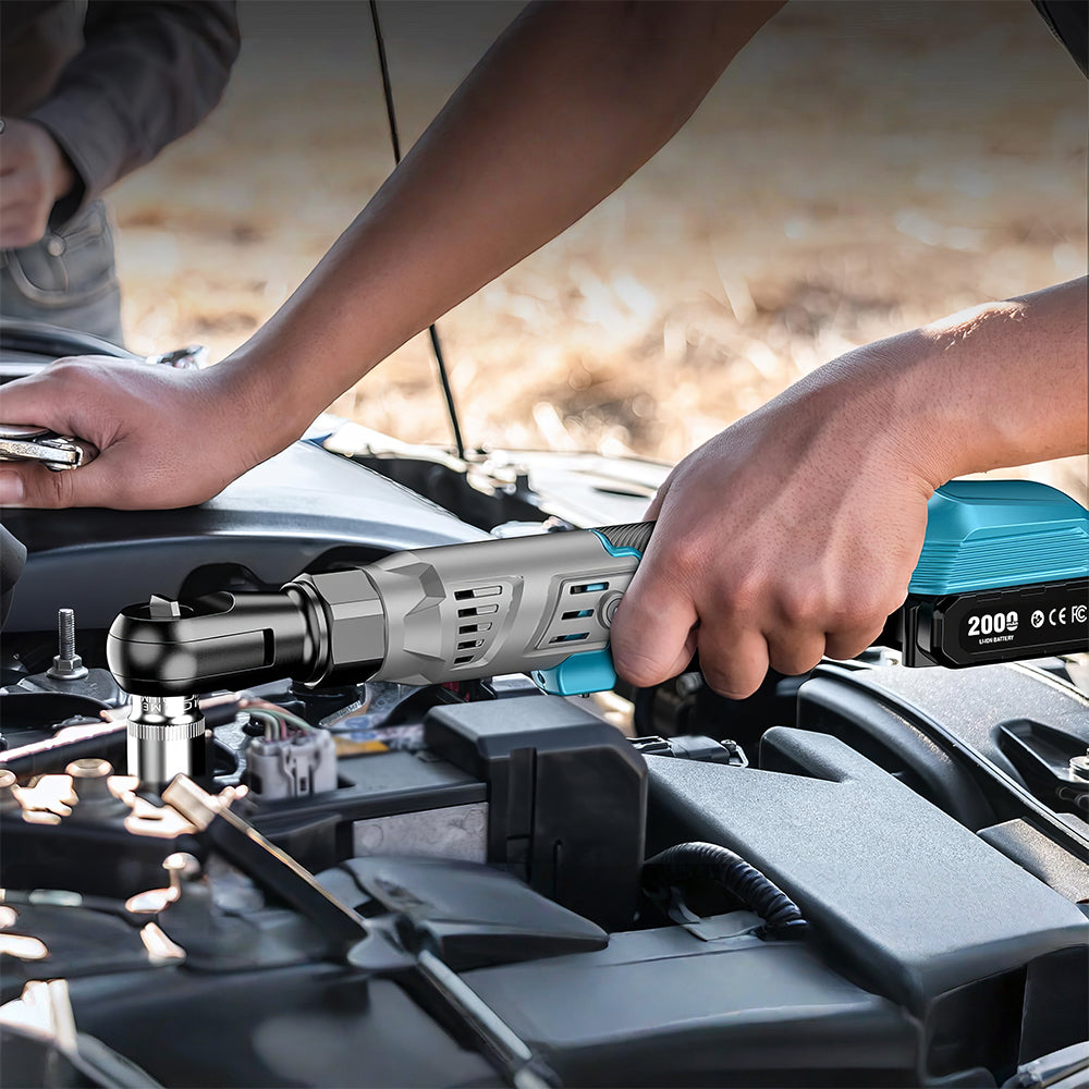 21V Cordless 3/8" Ratchet Wrench Set, 66Ft-Lbs, 200RPM, 2×2.0Ah Batteries